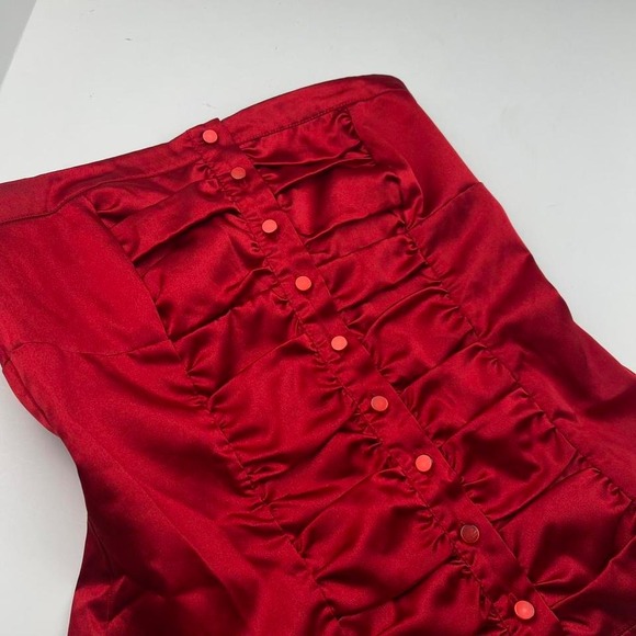 VTG Y2K Vamp Corset Tube Top in Satin Red Women's Size Medium - Picture 7 of 8
